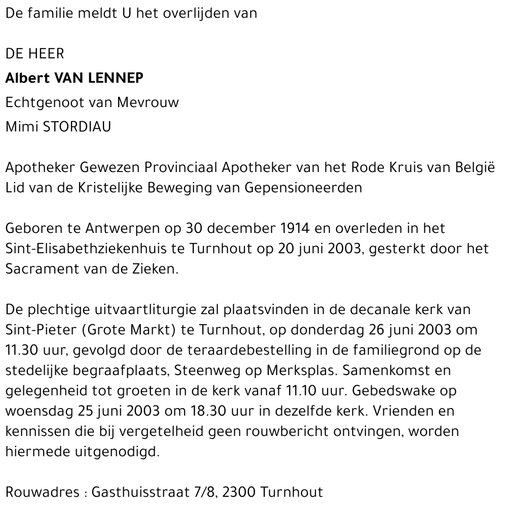 Albert VAN LENNEP