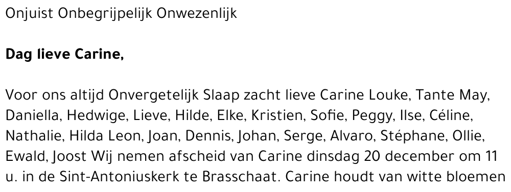 Carine Onbekend