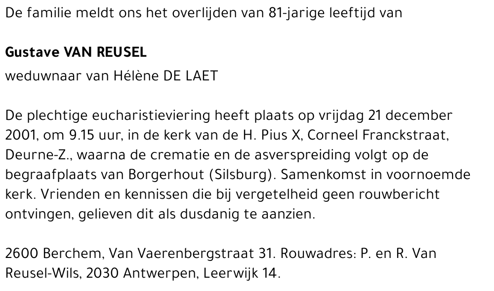 Gustave VAN REUSEL