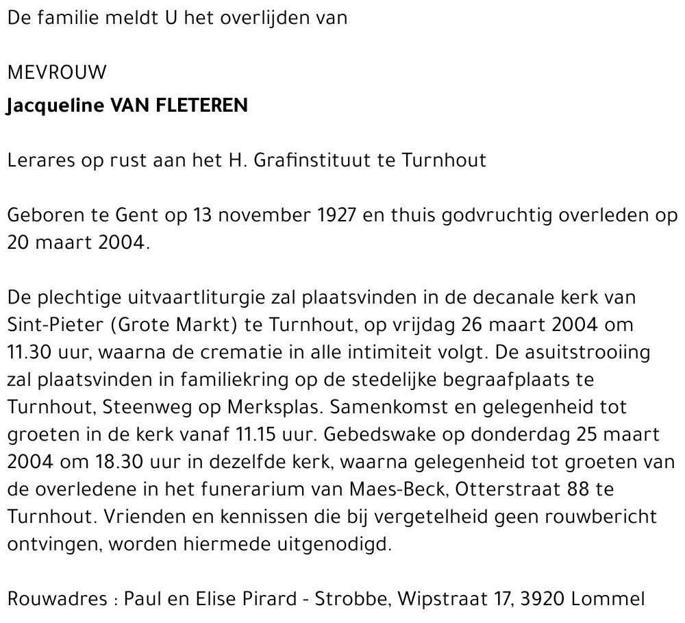Jacqueline VAN FLETEREN