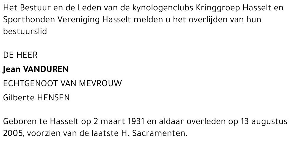 Jean Vanduren (Vereniging)