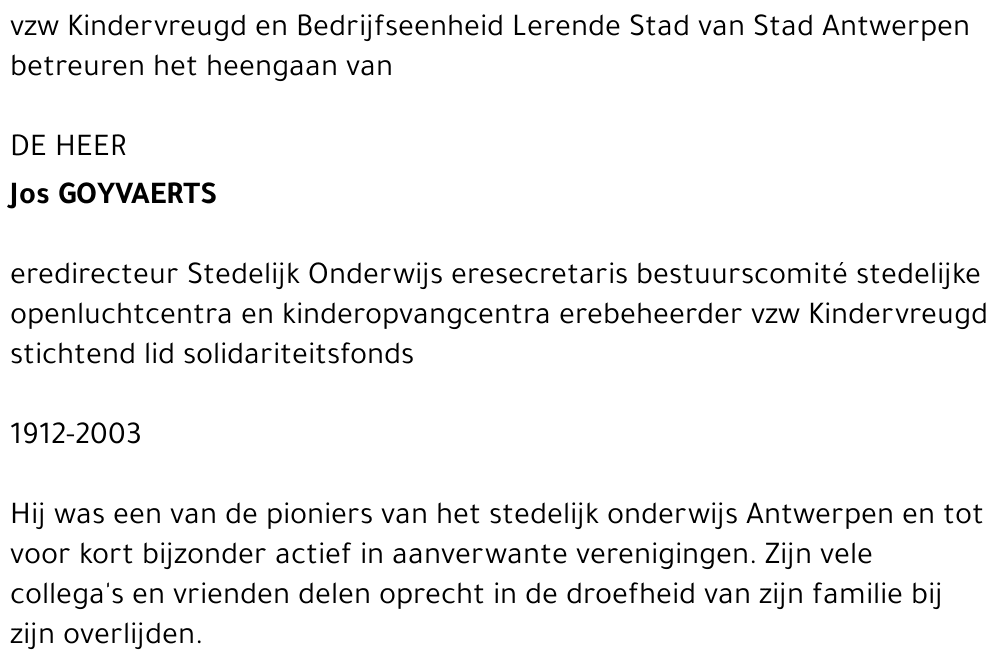 JOS GOYVAERTS