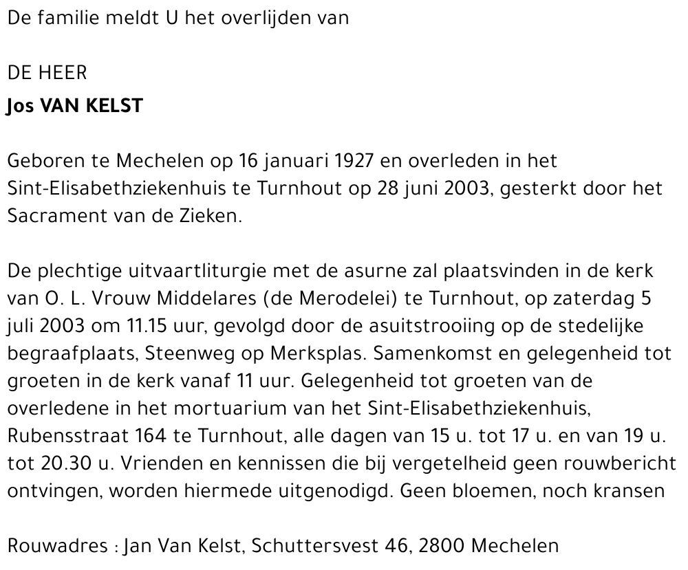 Jos VAN KELST