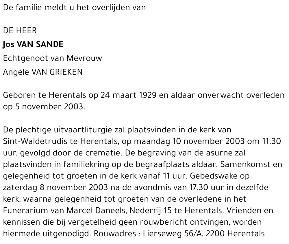 Jos VAN SANDE