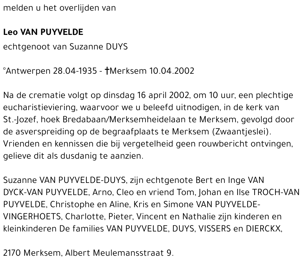 LEO VAN PUYVELDE