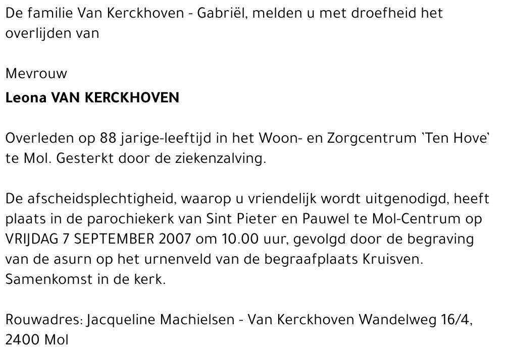 Leona VAN KERCKHOVEN