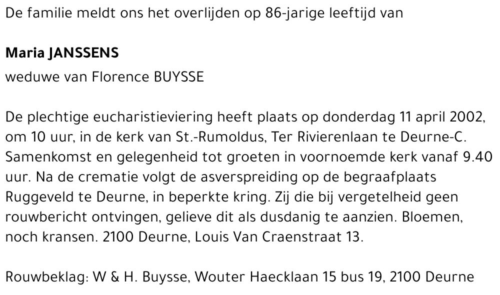 MARIA JANSSENS