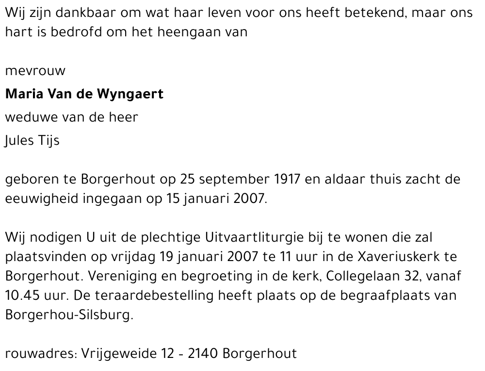 maria Van de wyngaert