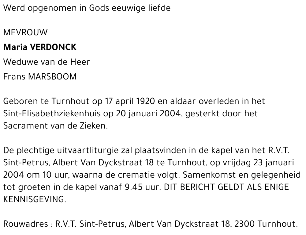 Maria VERDONCK