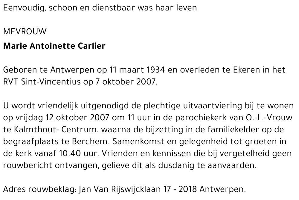 Marie Antoinette Carlier