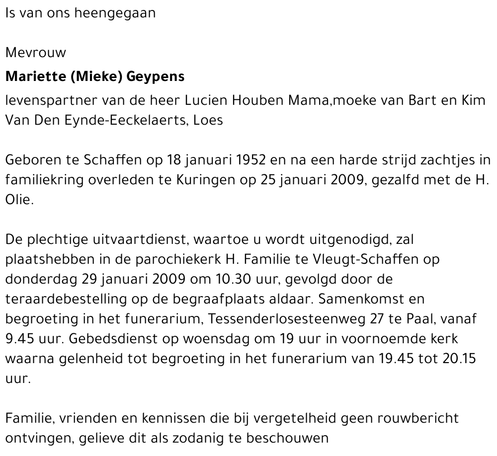 Mariette (Mieke) Geypens