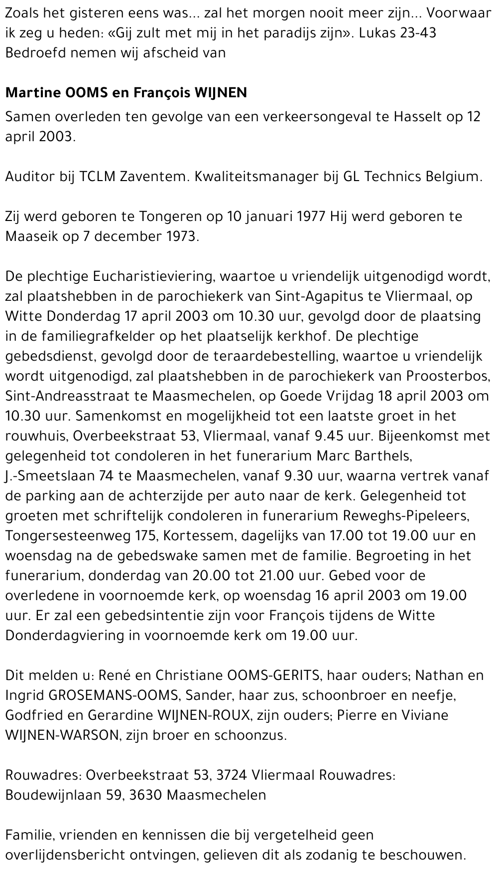 Martine en François Ooms-Wijnen