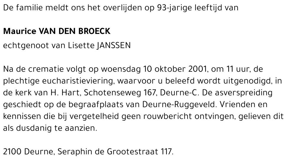 MAURICE VAN DEN BROECK