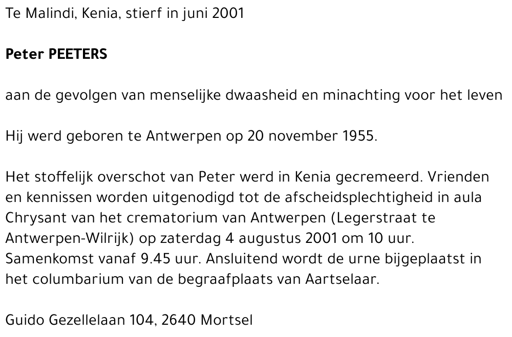 PETER PEETERS