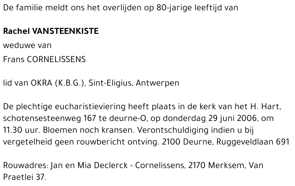 Rachel VANSTEENKISTE