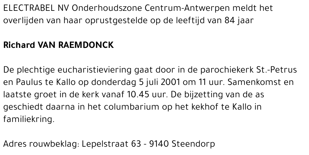 RICHARD VAN RAEMDONCK