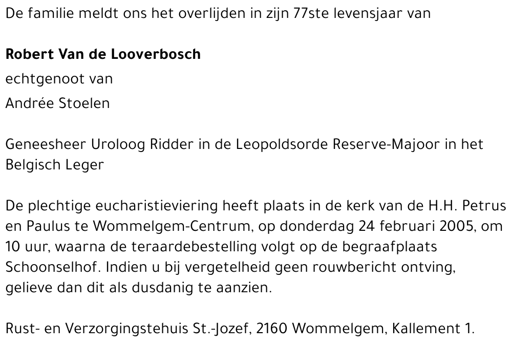 Robert Van de Looverbosch