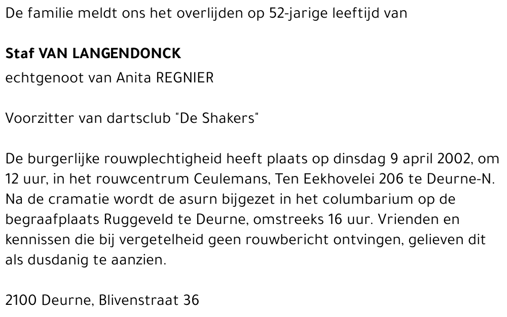 Staf Van Langendonck