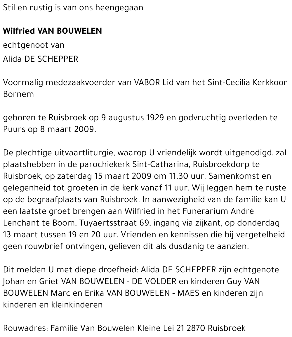 Wilfried Van Bouwelen