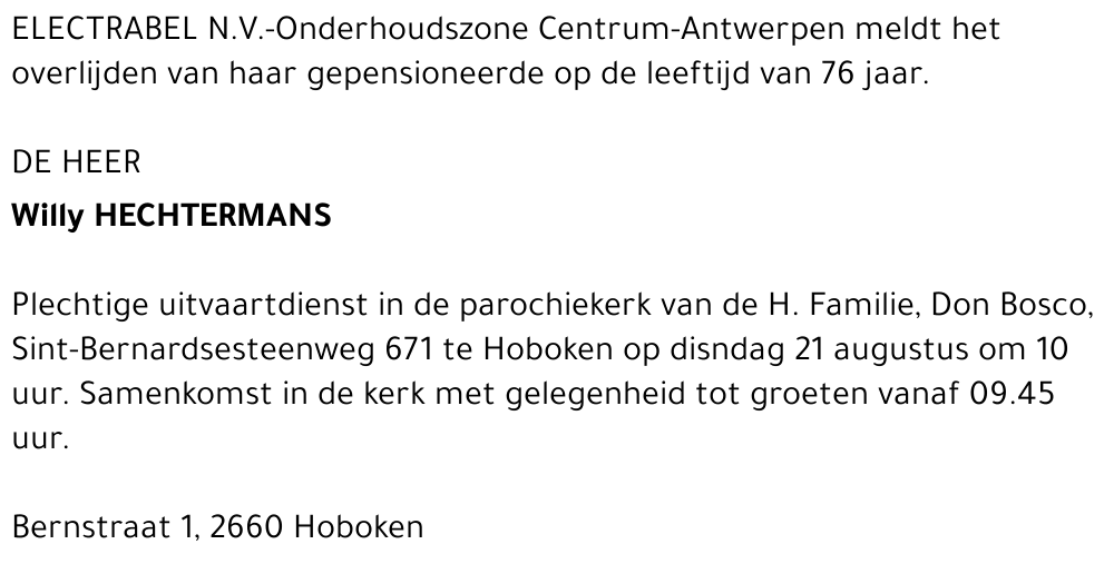 WILLY HECHTERMANS