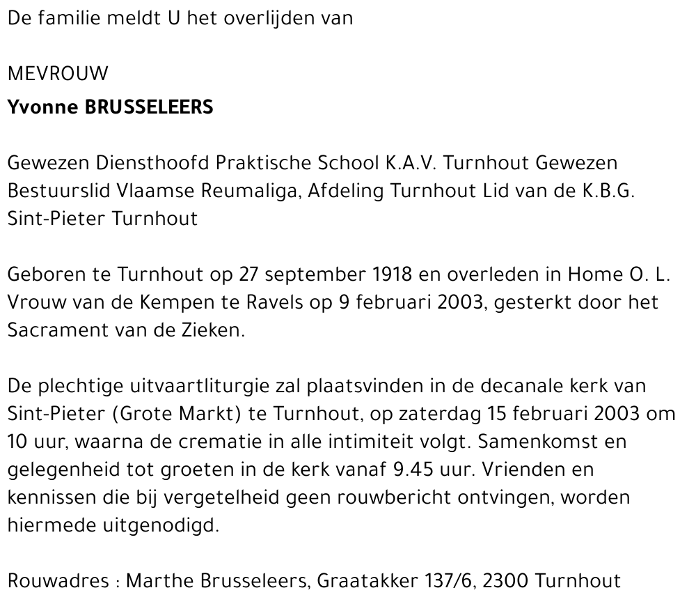 Yvonne BRUSSELEERS
