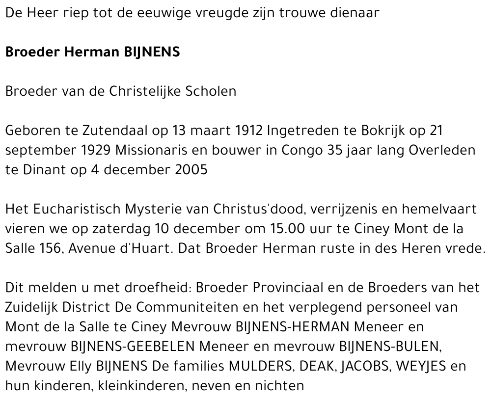 Broeder Herman Bijnens