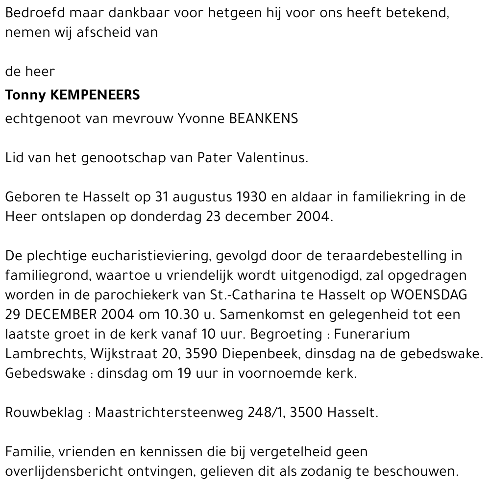 Tonny KEMPENEERS