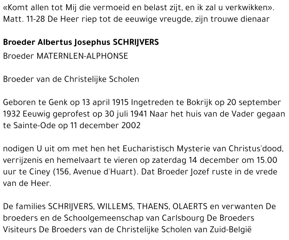 Albertus Josephus Schrijvers