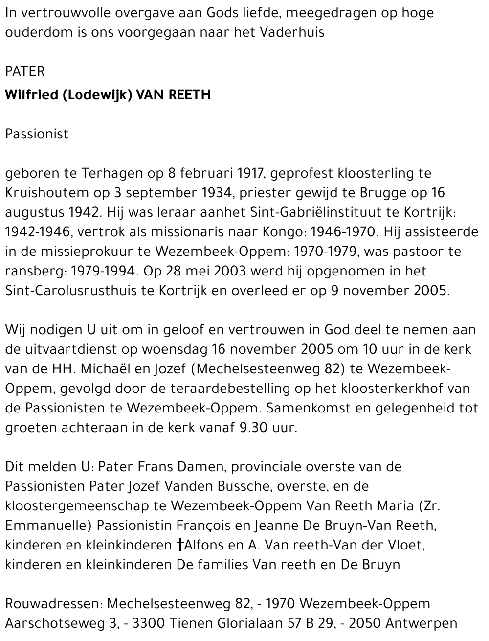 Wilfried (Lodewijk) VAN REETH