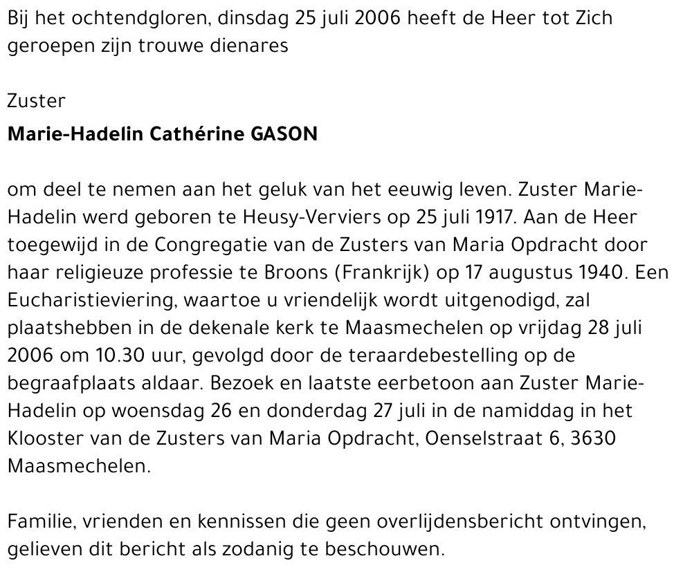 Marie-Hadelin Cathérine Gason