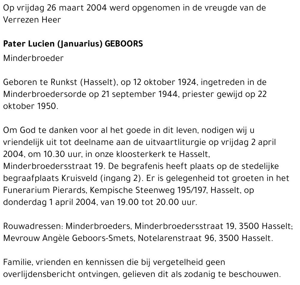 Pater Lucien Geboors