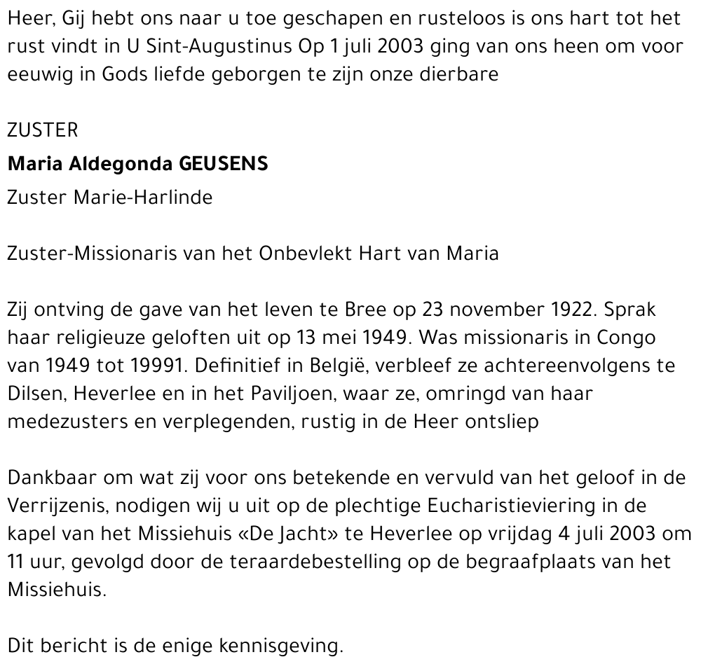 Maria Aldegonda Geusens