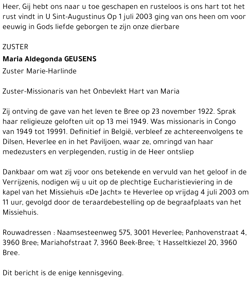 Maria Aldegonda Geusens