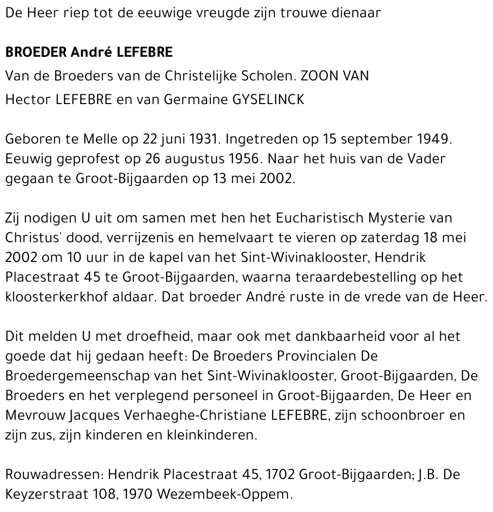 André LEFEBRE (broeder)
