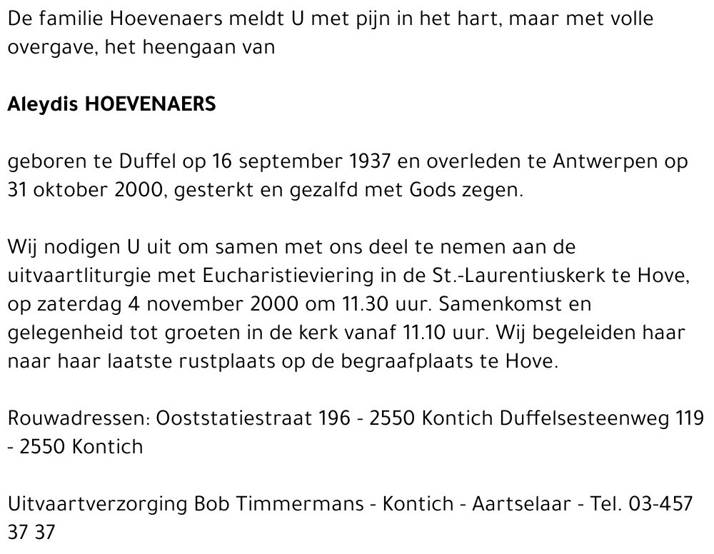  HOEVENAERS