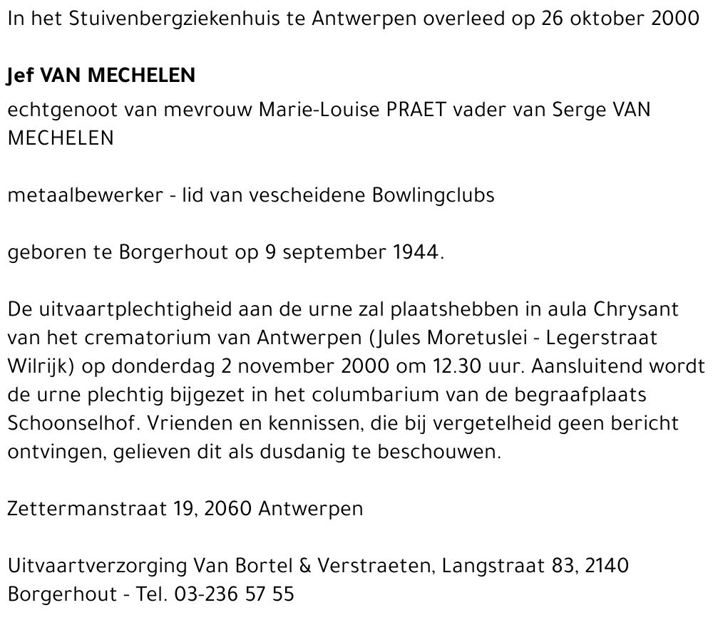 Jef VAN MECHELEN