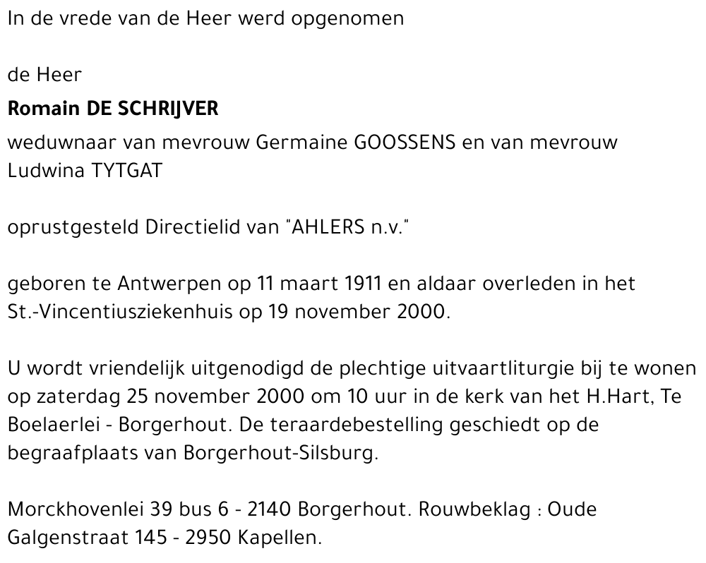  DE SCHRIJVER