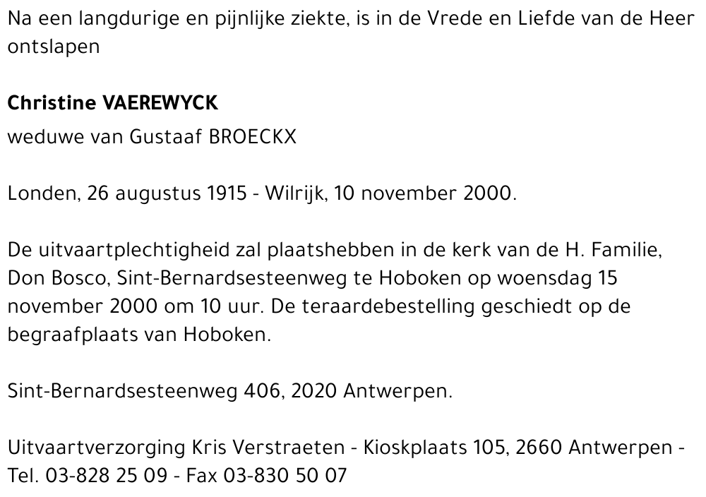  VAEREWYCK