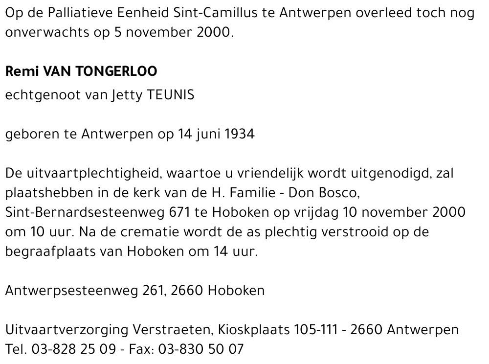  VAN TONGERLOO