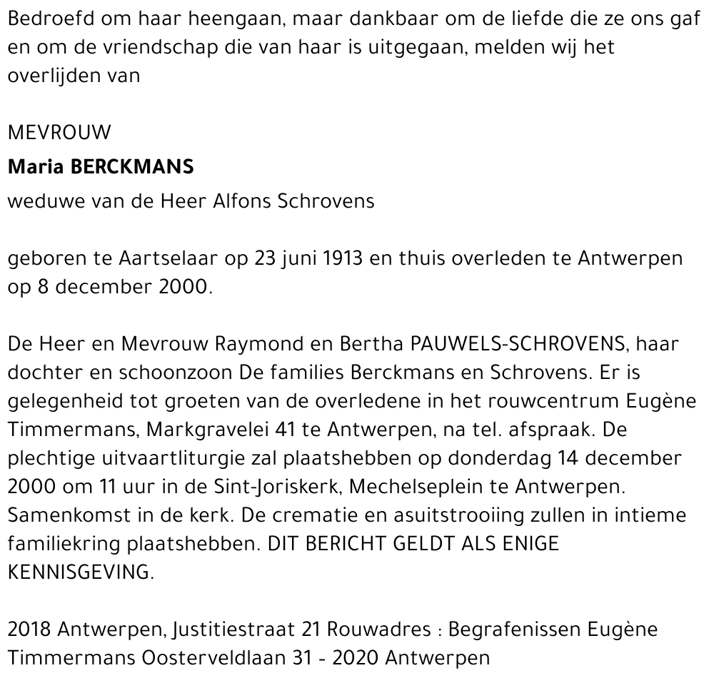  BERCKMANS