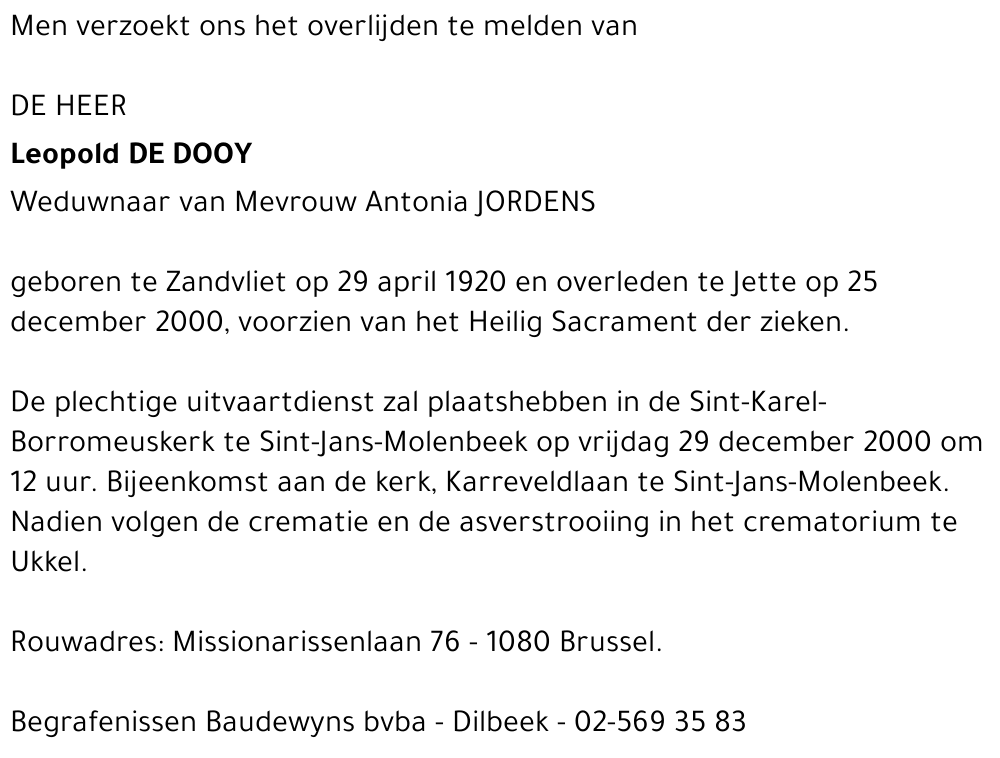  DE DOOY