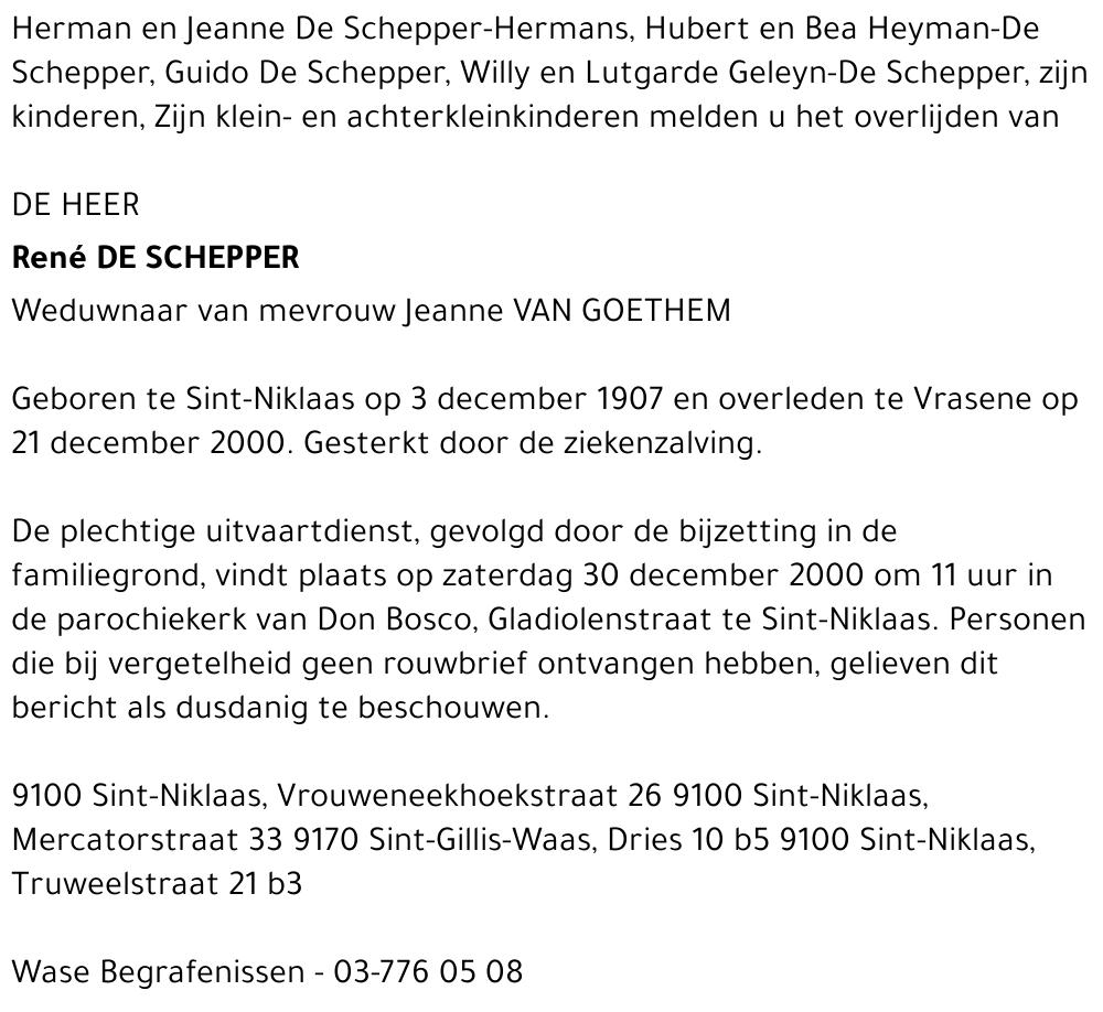  DE SCHEPPER