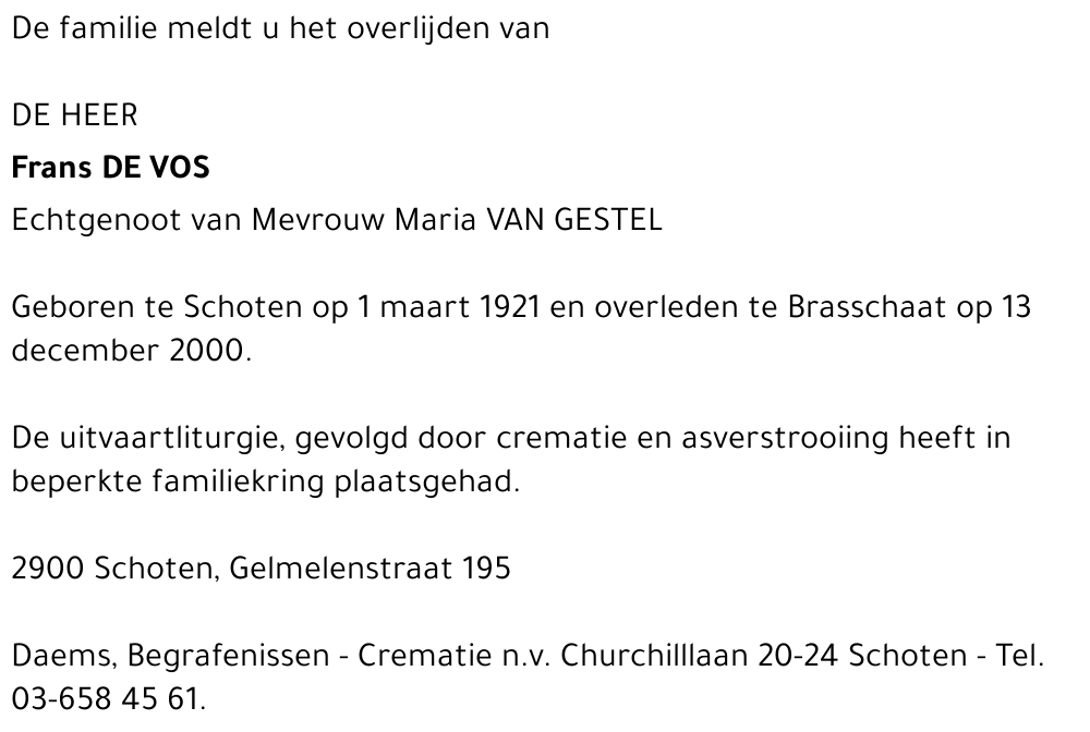  De Vos