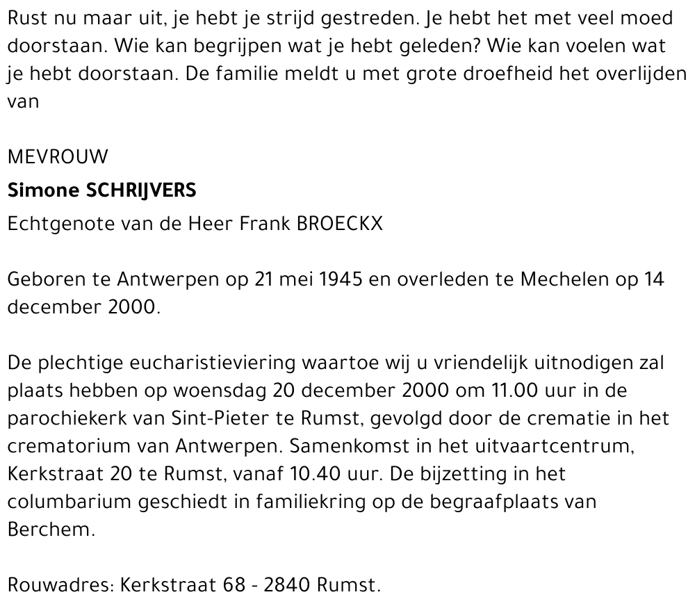  SCHRIJVERS