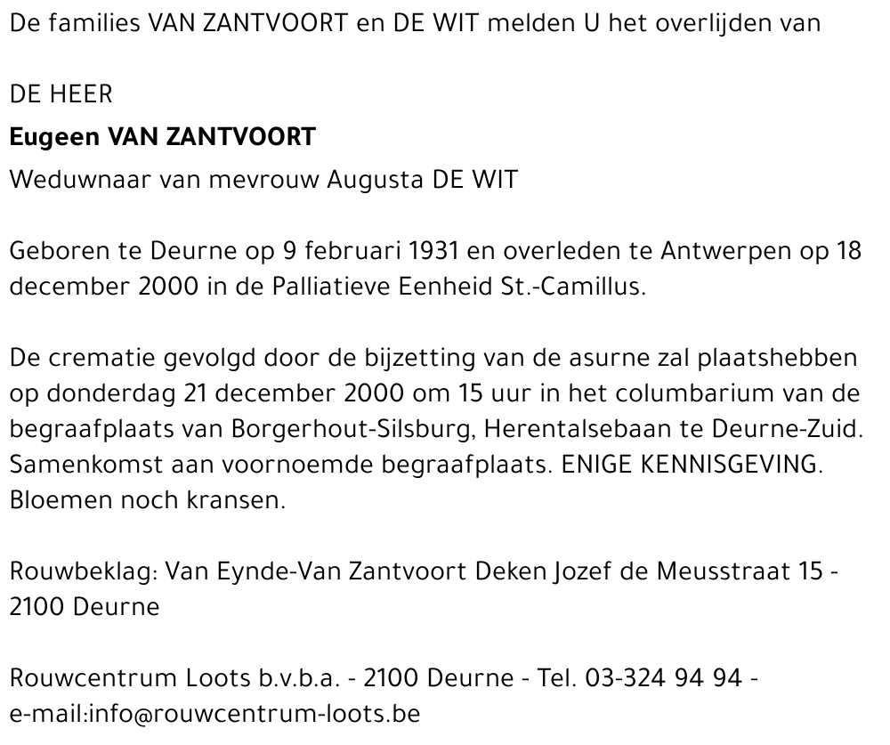  VAN ZANTVOORT