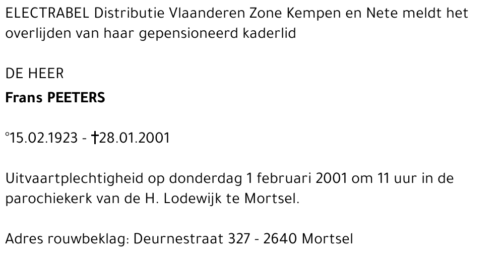  PEETERS