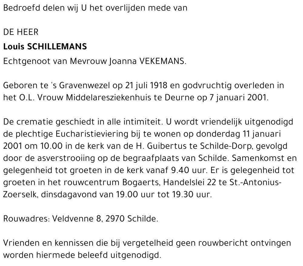  SCHILLEMANS