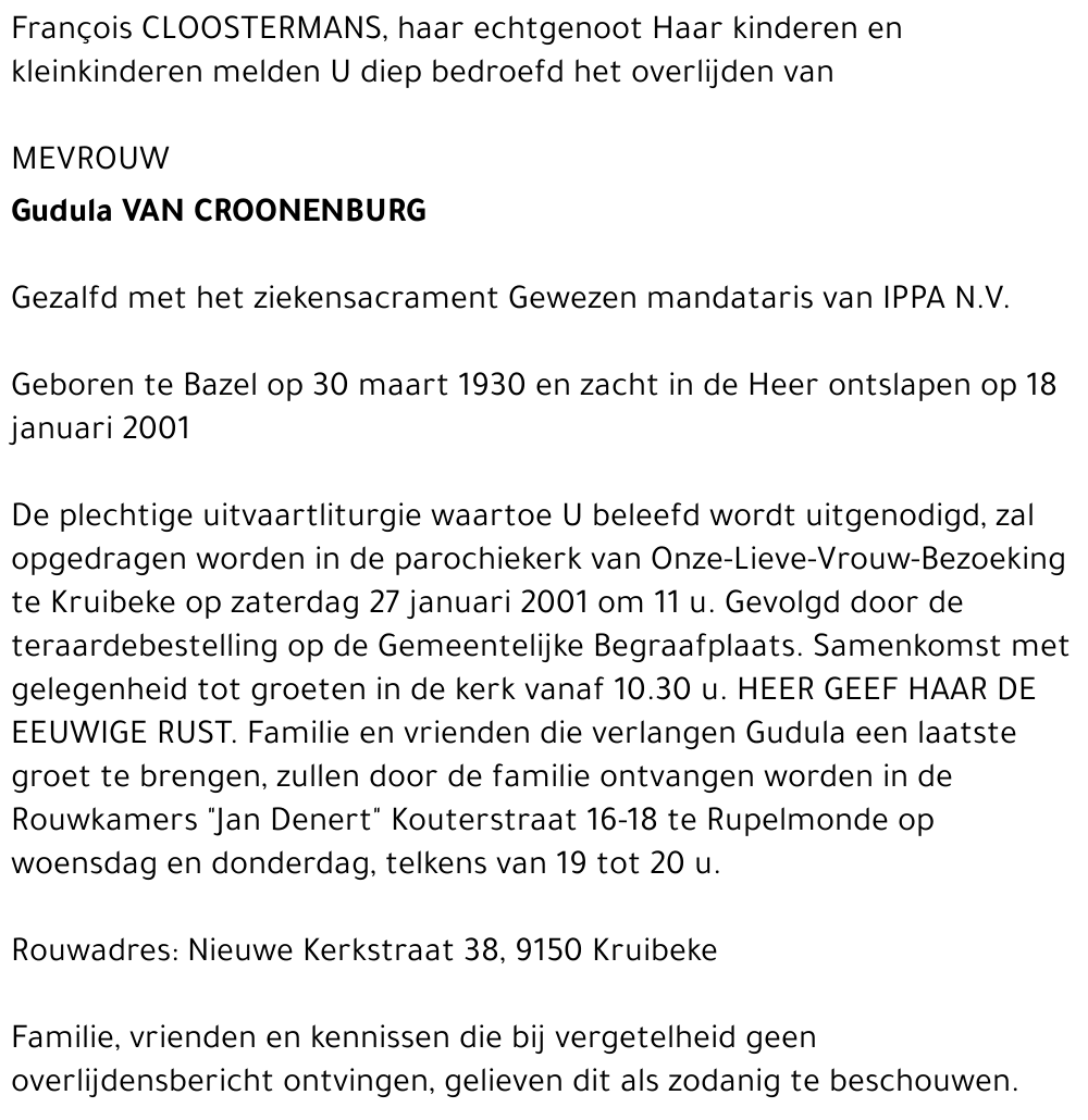  VAN CROONENBURG