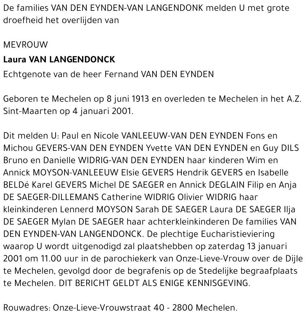  VAN LANGENDONCK