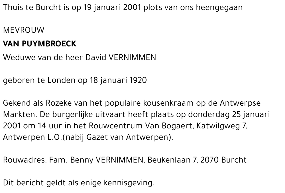  VAN PUYMBROECK